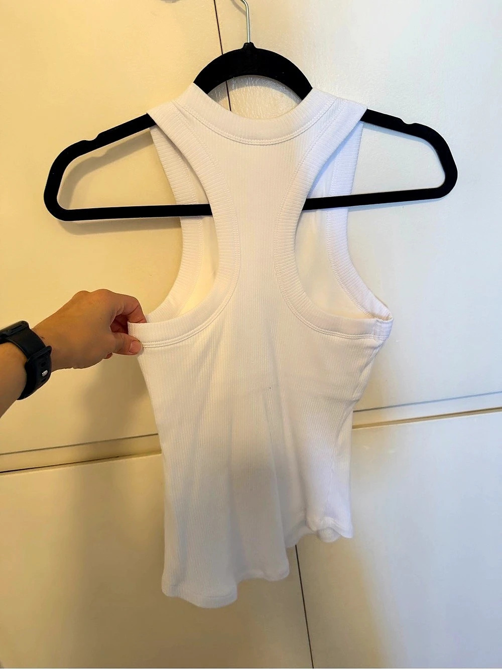 Fabletics High Neck Rib Built-In Bra Tank White - Picture 2 of 2